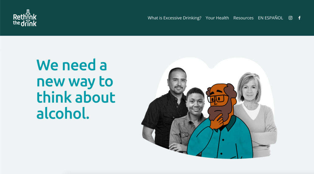 Screenshot of the Rethink the Drink homepage