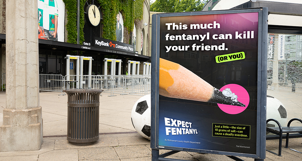 Expect Fentanyl campaign, bus shelter