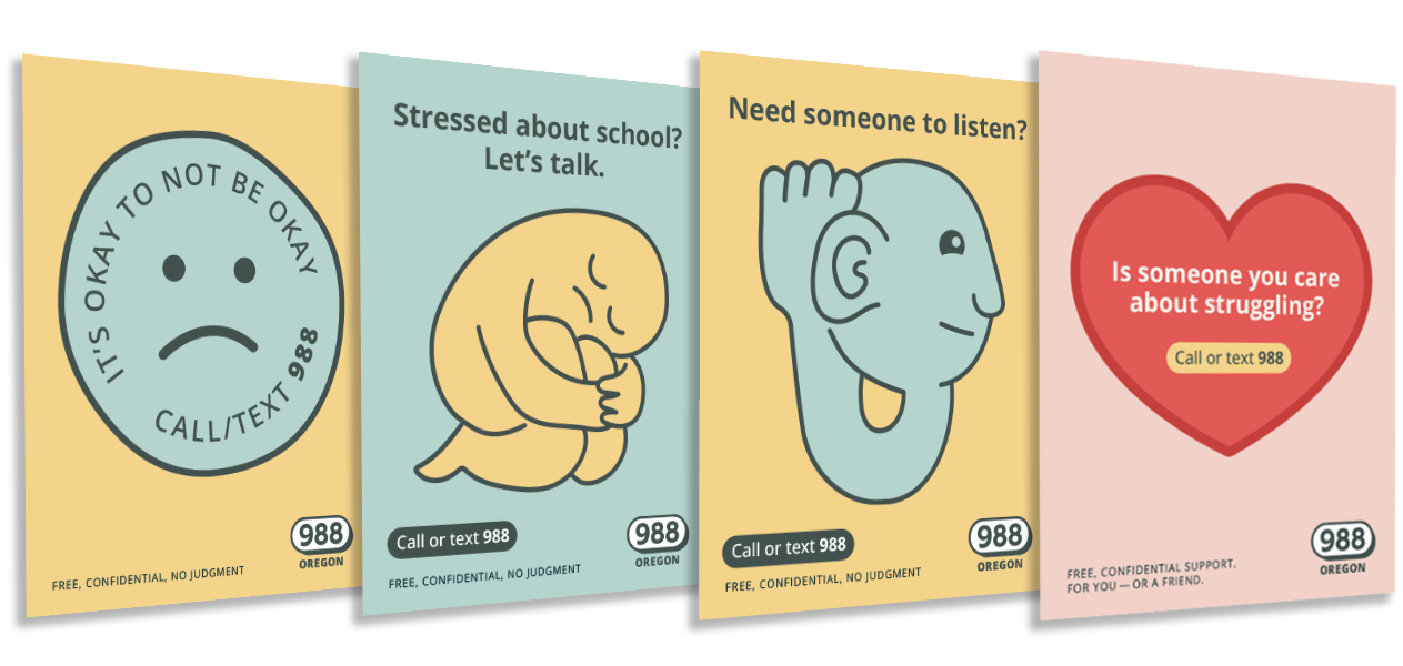 A series of 988 Oregon school posters