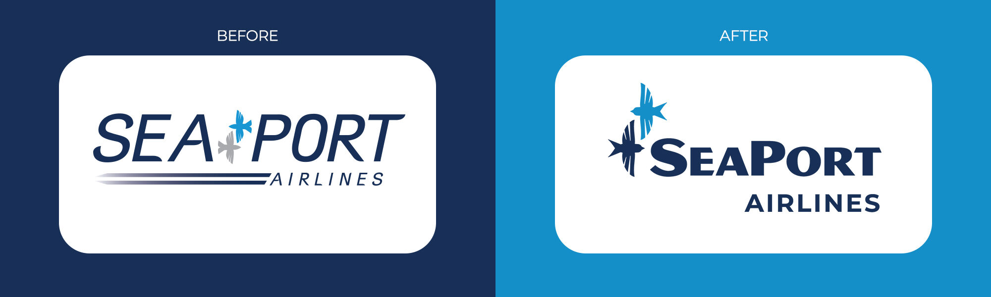 SeaPort airlines logo before and after