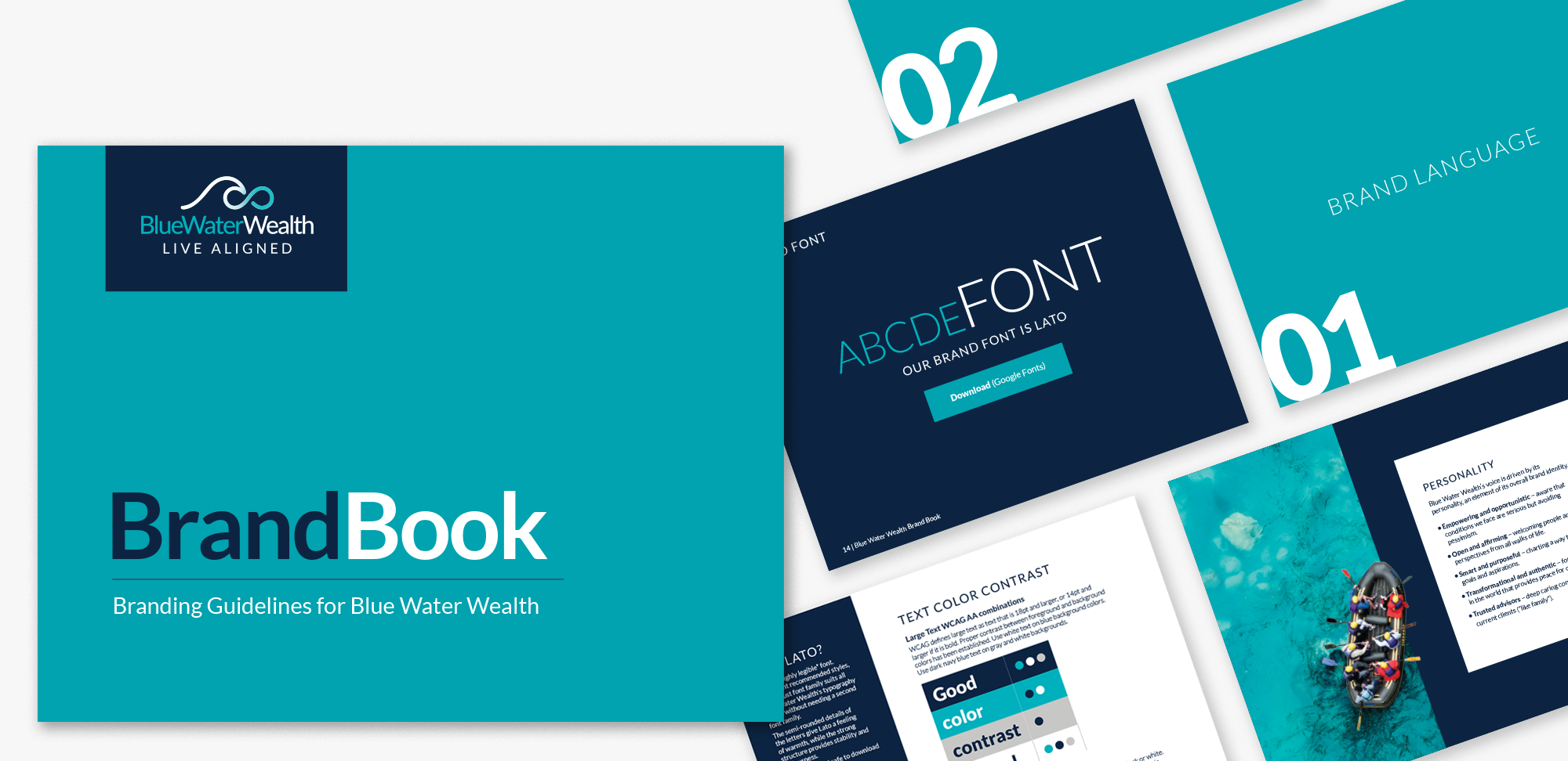 Blue Water Wealth, pages from branding guidelines`